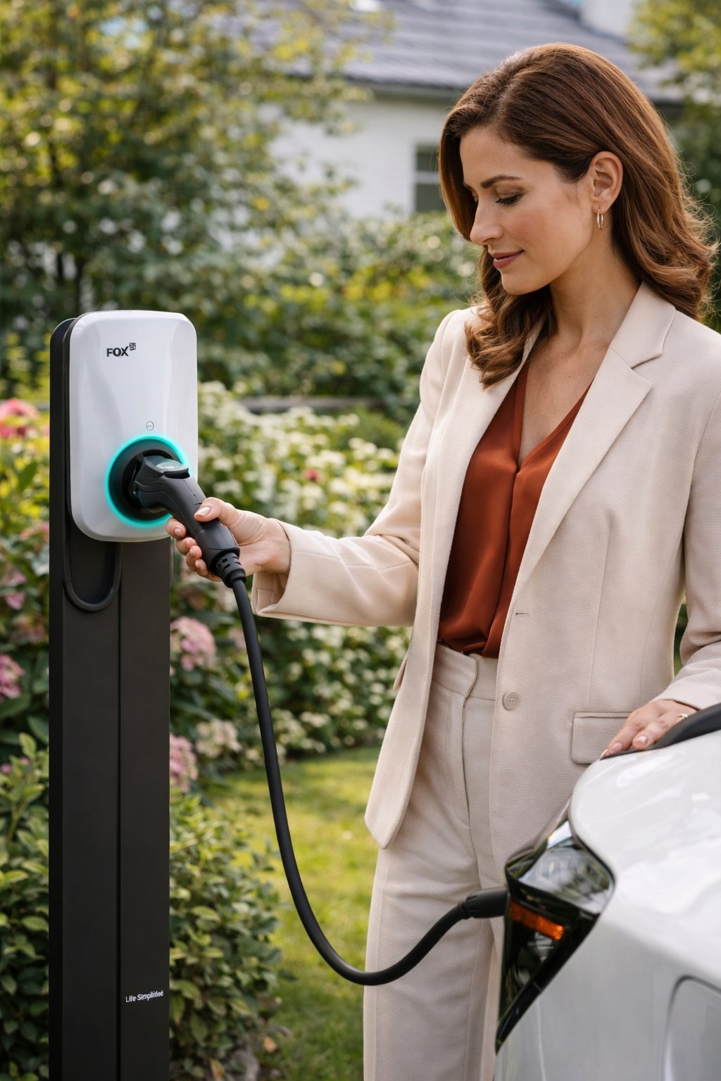 Femme qui charge sa voiture